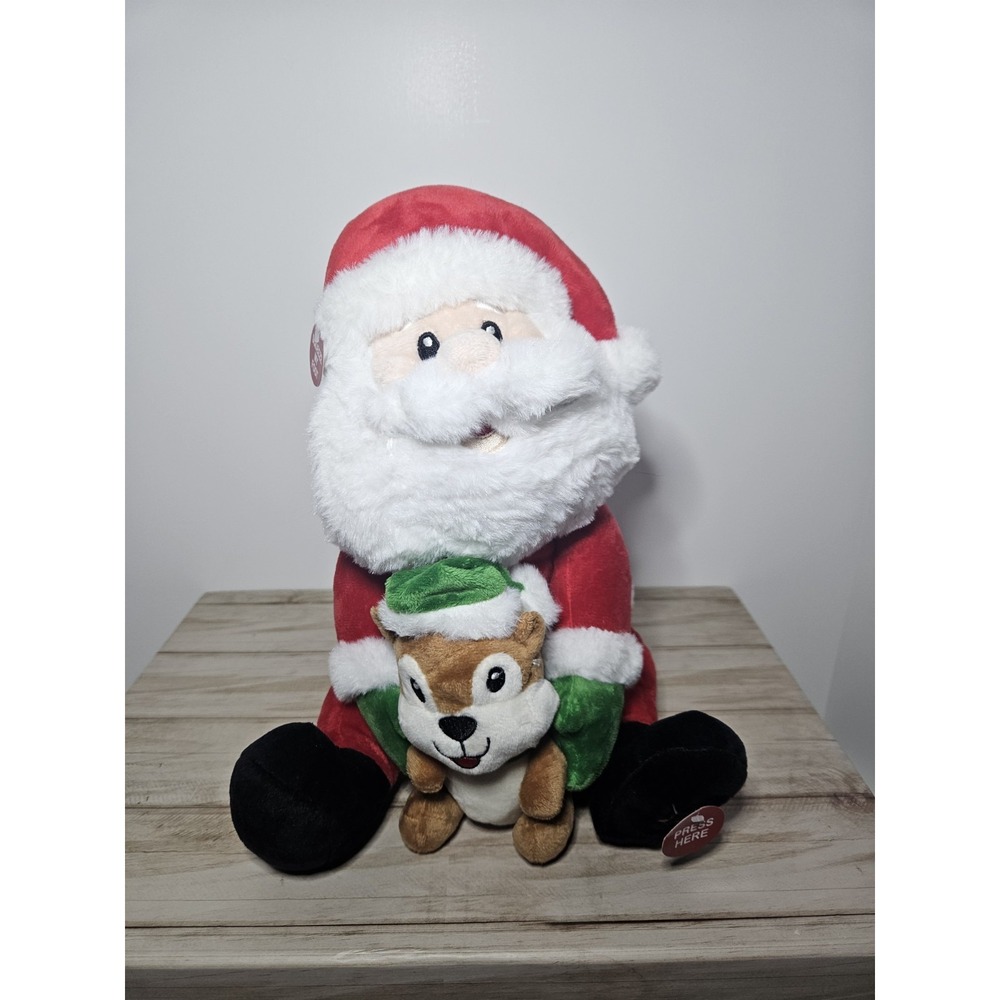 Cuddle Barn Chip n Claus Animated Christmas Santa Chipmunk Plush Musical Dancing